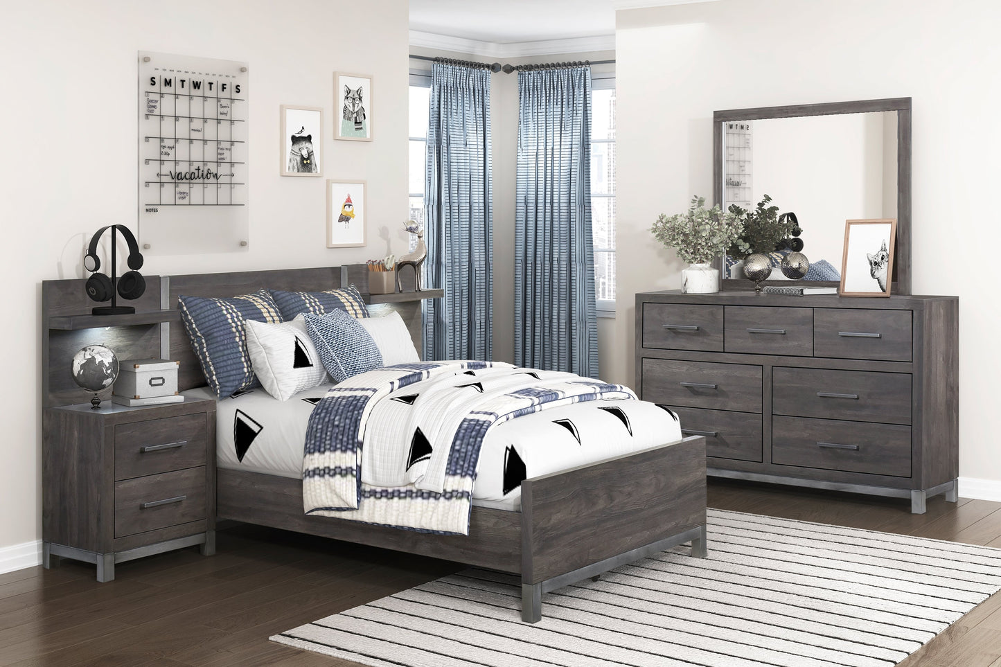 Collection de chambre à coucher Zephyr gris foncé