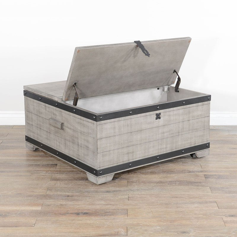 Table basse de rangement relevable gris alpin