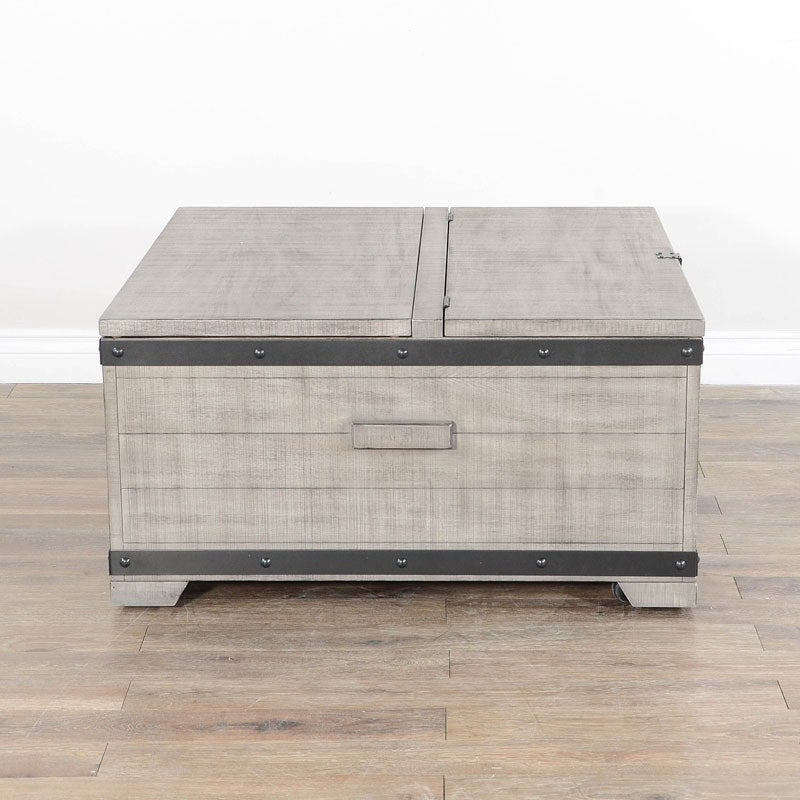 Table basse de rangement relevable gris alpin