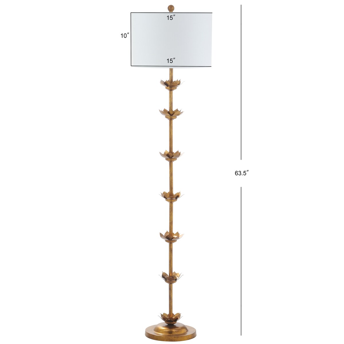 Lampadaire LED Doretha de 64 pouces de Safavieh Lighting - 15 x 15 x 63,5 - Or antique - 15 x 15 x 64 cm