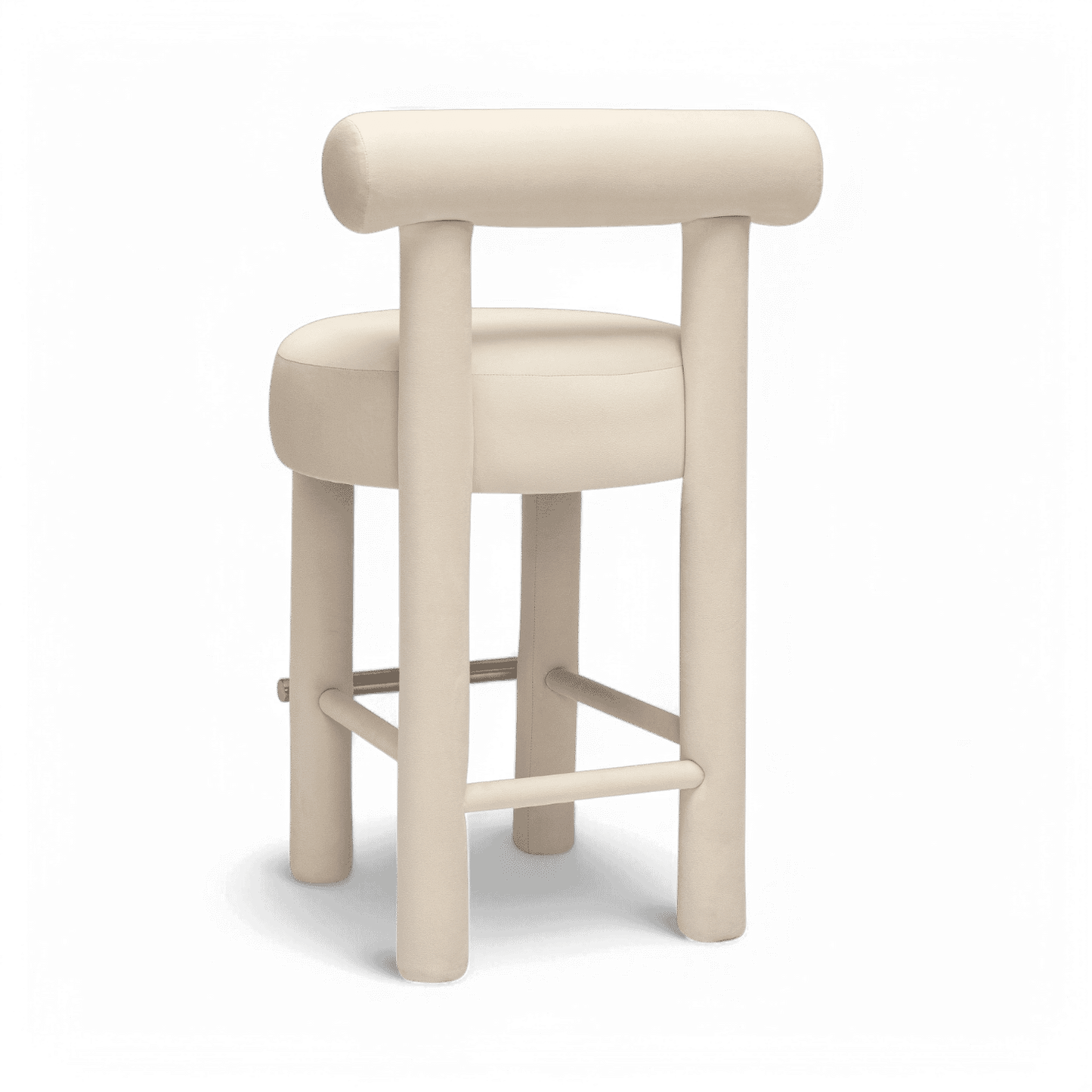 Tabouret de bar Arch en velours blanc cassé