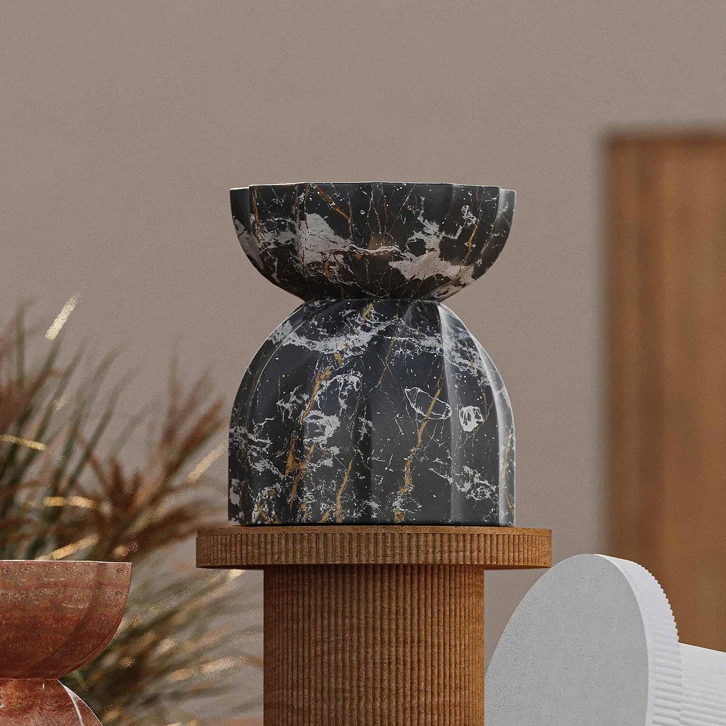 Tabouret intérieur/extérieur en microciment noir Brume