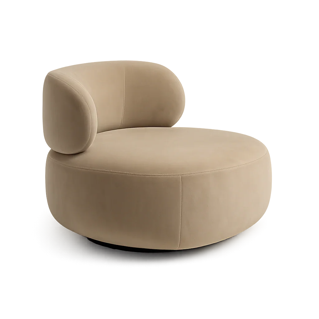 Fauteuil pivotant Lilo en velours beige