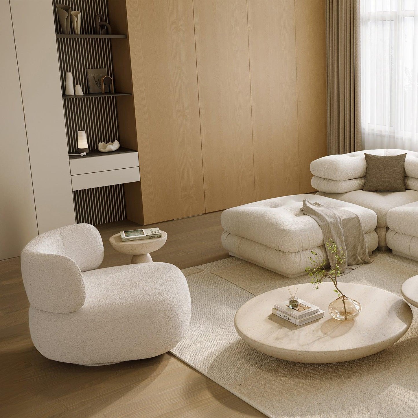 Fauteuil pivotant Lilo Boucle Blanc