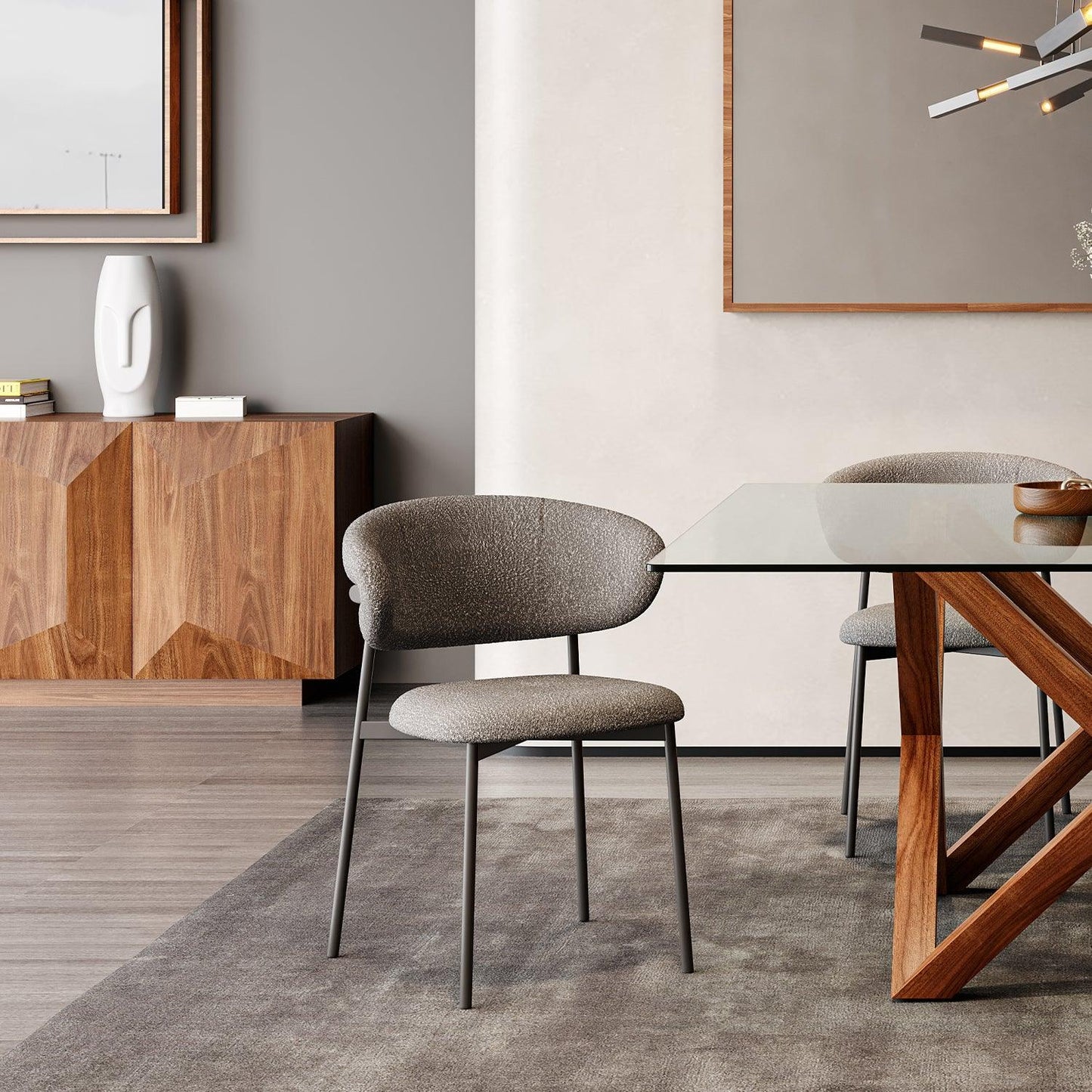 Chaise de salle à manger Zoya Gris Boucle