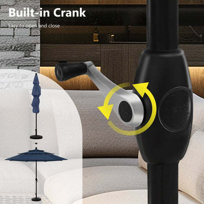 Parasol de terrasse inclinable à 3 niveaux de 10 pieds de MAISON ARTS, parasol d'extérieur à double ventilation avec lumières LED