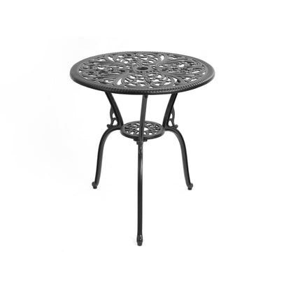 Ensemble de 3 tables et chaises papillon en aluminium pour patio extérieur avec trou pour parasol