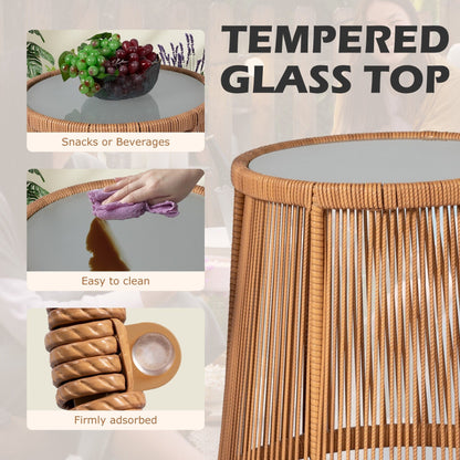 Ensemble de bistrot d'extérieur 3 pièces en osier, mobilier de jardin en rotin toutes saisons, chaises de patio avec coussins