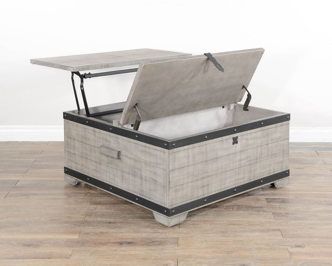 Table basse de rangement relevable gris alpin 