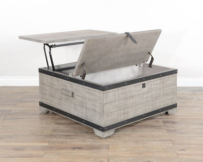 Table basse de rangement relevable gris alpin 