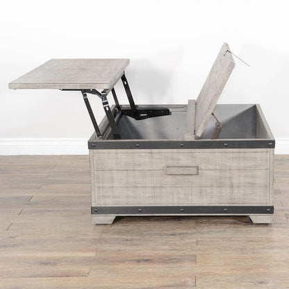 Table basse de rangement relevable gris alpin 