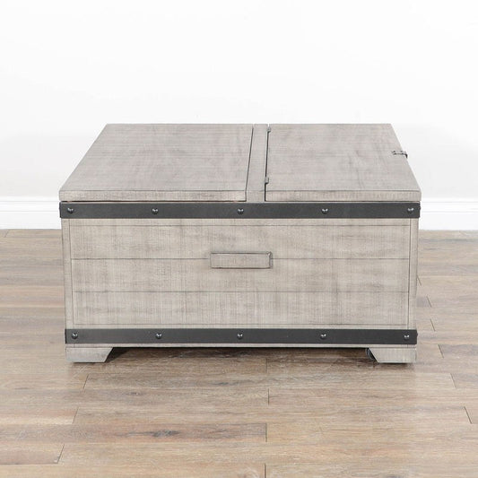Table basse de rangement relevable gris alpin 