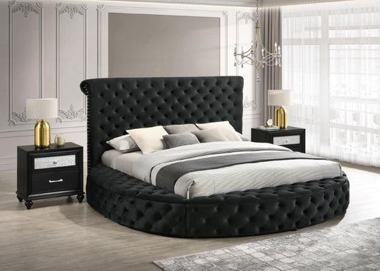 Lit de rangement en velours noir Brigette 