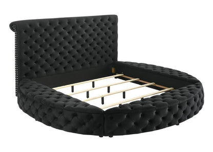 Lit de rangement en velours noir Brigette 