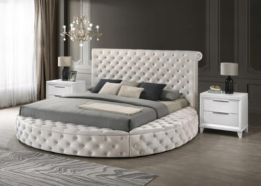 Lit coffre en velours ivoire Brigette 