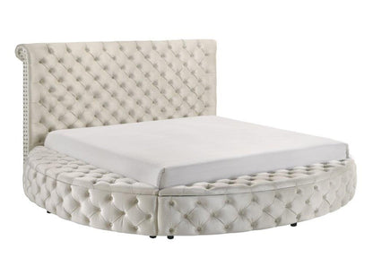 Lit coffre en velours ivoire Brigette 