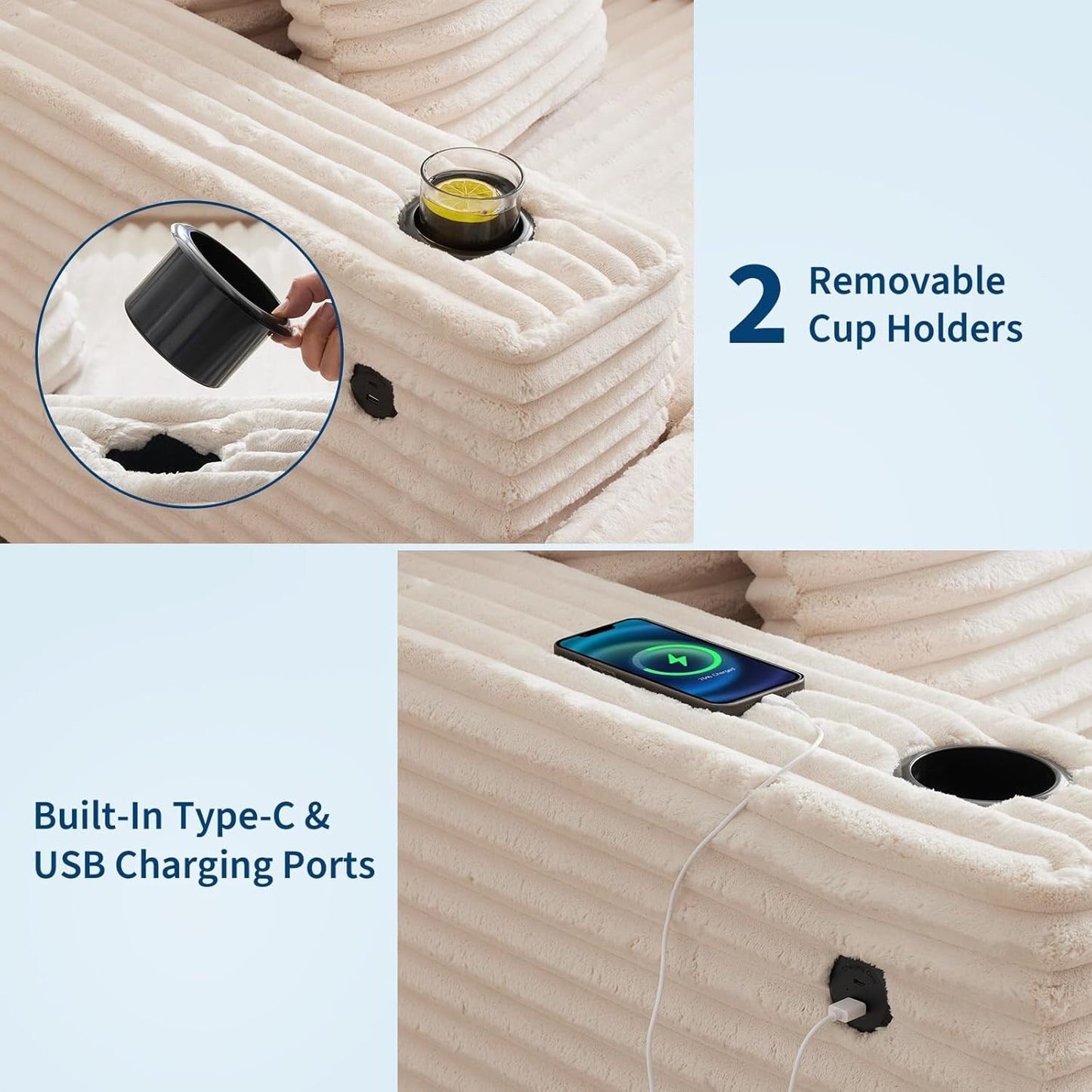 Canapé-lit rembourré de 54 pouces avec oreillers et accoudoirs Chaise de café surdimensionnée d'intérieur Canapé-lit confortable en velours côtelé