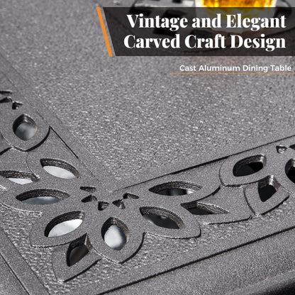 Ensemble de salle à manger de patio en aluminium moulé de 7 pièces de MAISON ARTS avec table rectangulaire extensible et 6 chaises en aluminium moulé