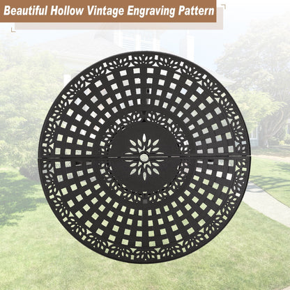 Ensemble de salle à manger/salle à manger de patio en aluminium moulé MAISON ARTS avec table à manger ronde et 6 chaises de patio en aluminium moulé