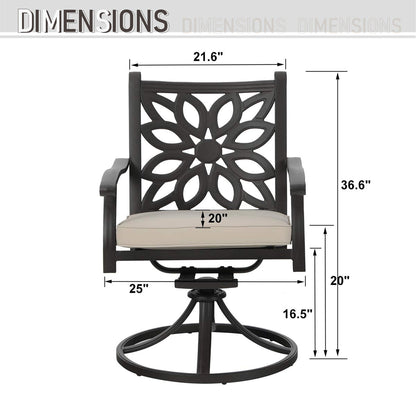 Ensemble de salle à manger/salle à manger de patio en aluminium moulé MAISON ARTS avec table à manger ronde et 6 chaises de patio en aluminium moulé