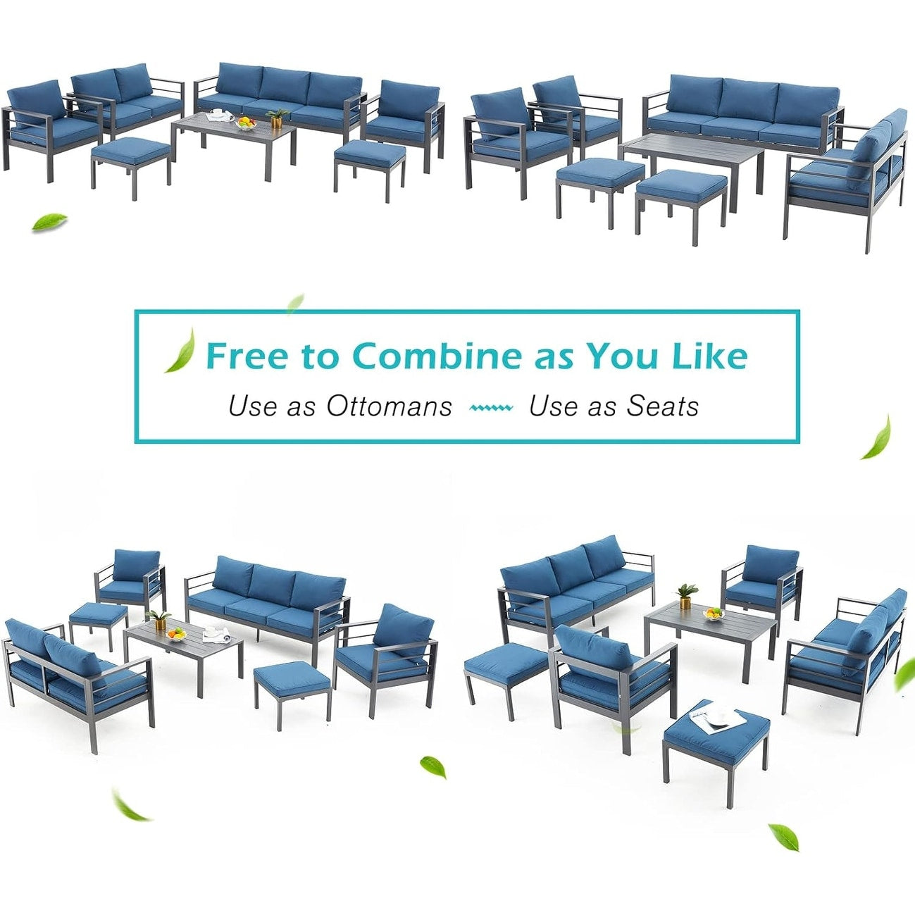 Ensemble de meubles de patio en aluminium AECOJOY 7 pièces Ensemble de conversation d'extérieur