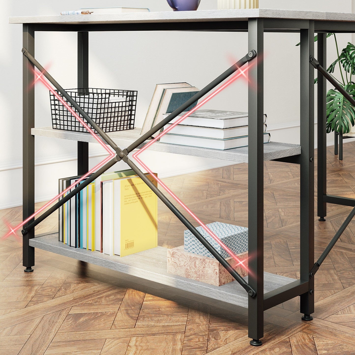 Petit bureau en L avec étagères de rangement Bureau d'ordinateur d'angle