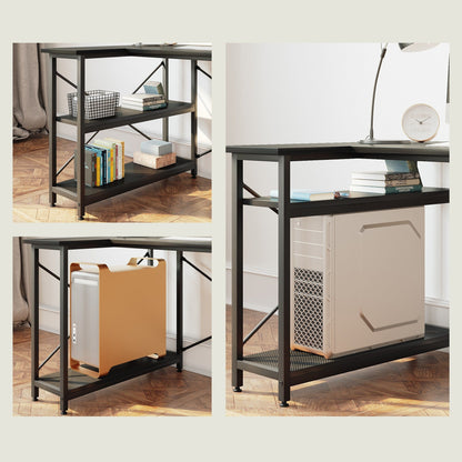Petit bureau en L avec étagères de rangement Bureau d'ordinateur d'angle