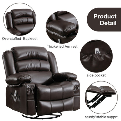 Fauteuil inclinable pivotant noir avec chauffage, massage et ports USB