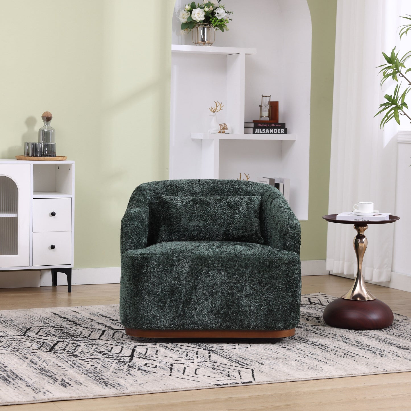 Fauteuil pivotant en chenille, canapé d'appoint confortable à 360 degrés pour salon, chambre et bureau avec coussin amovible