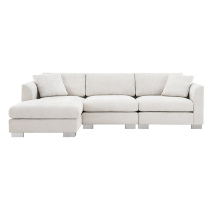 Canapé sectionnel Cloud, ensemble de canapés de luxe en forme de L avec 2 oreillers gratuits, mobilier d'intérieur 4 places en chenille avec méridienne surdimensionnée