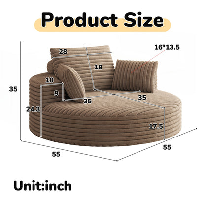 Chaise pivotante simple en velours côtelé et mousse chenille