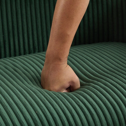 Canapé 2 places rembourré en velours côtelé avec pieds en bois de noyer