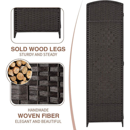 Paravent de séparation de pièce de 6 pieds de haut en fibre tissée, écran de confidentialité autoportant, écran pliant