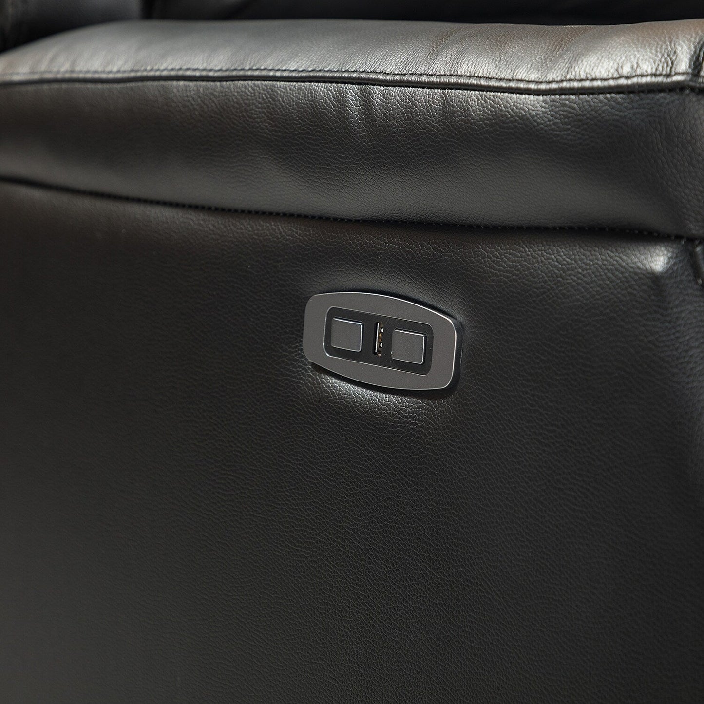 Fauteuil inclinable électrique en cuir véritable Eduardo avec port USB, lot de 2