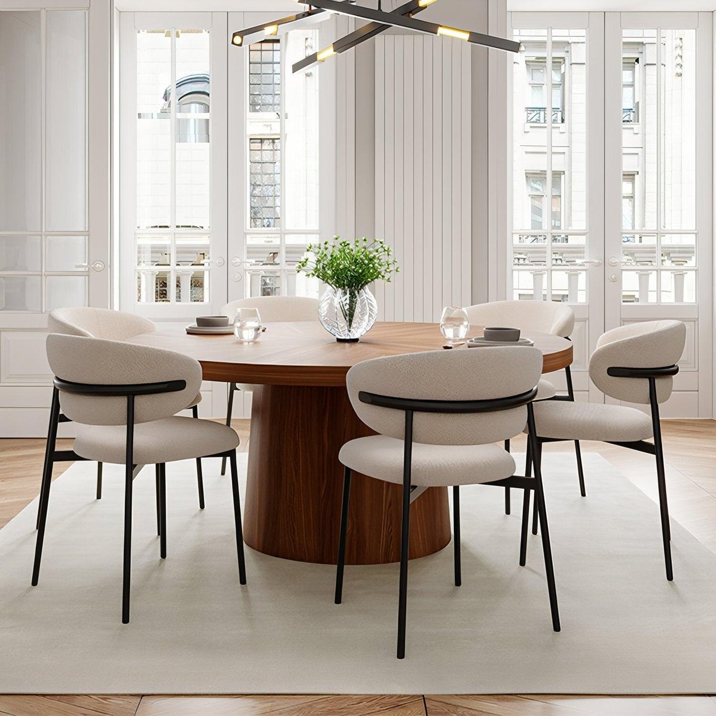 Chaise de salle à manger Zoya Boucle blanche