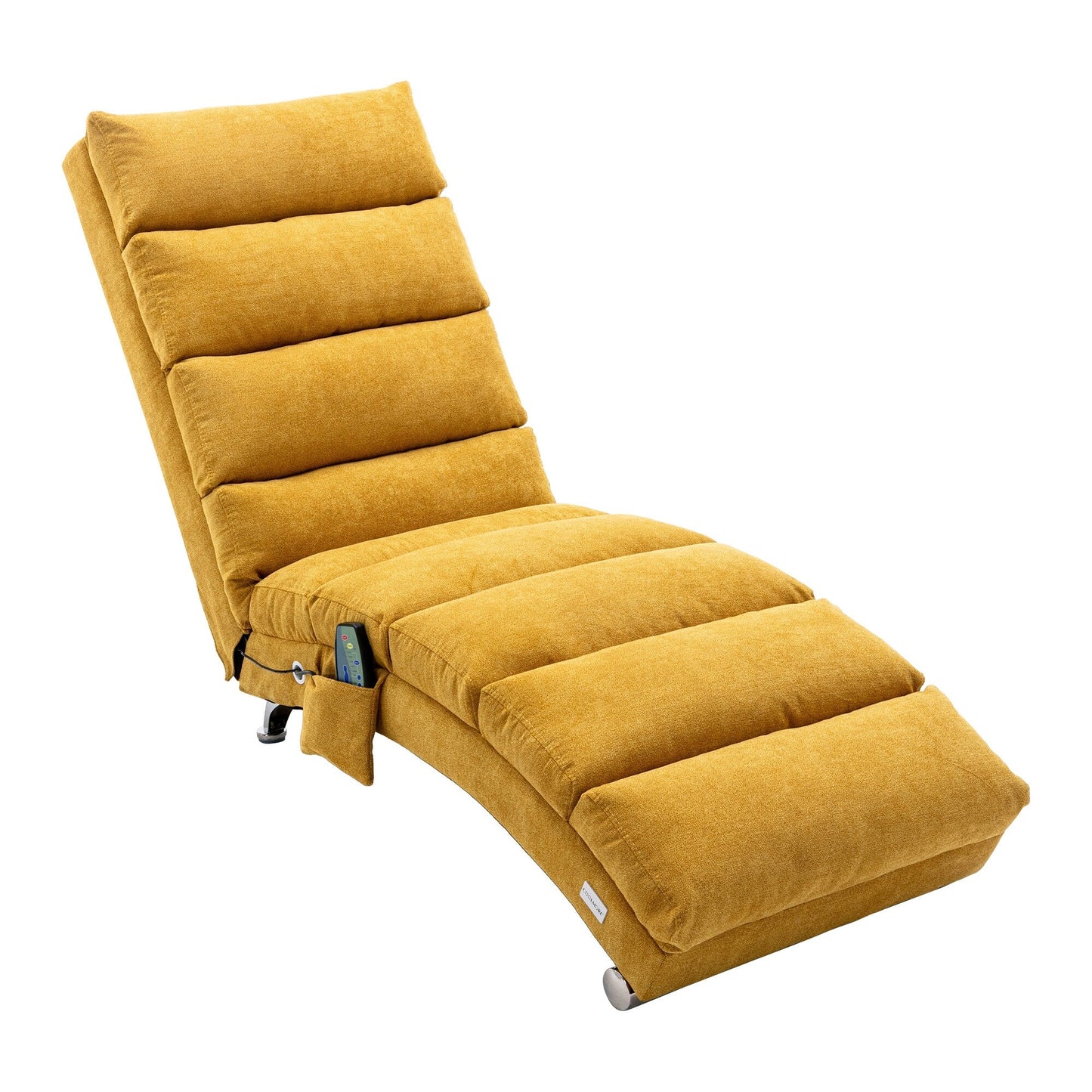 Chaise longue de massage ergonomique en lin, inclinable, capitonnée et rembourrée, avec télécommande et 5 modes de vibration