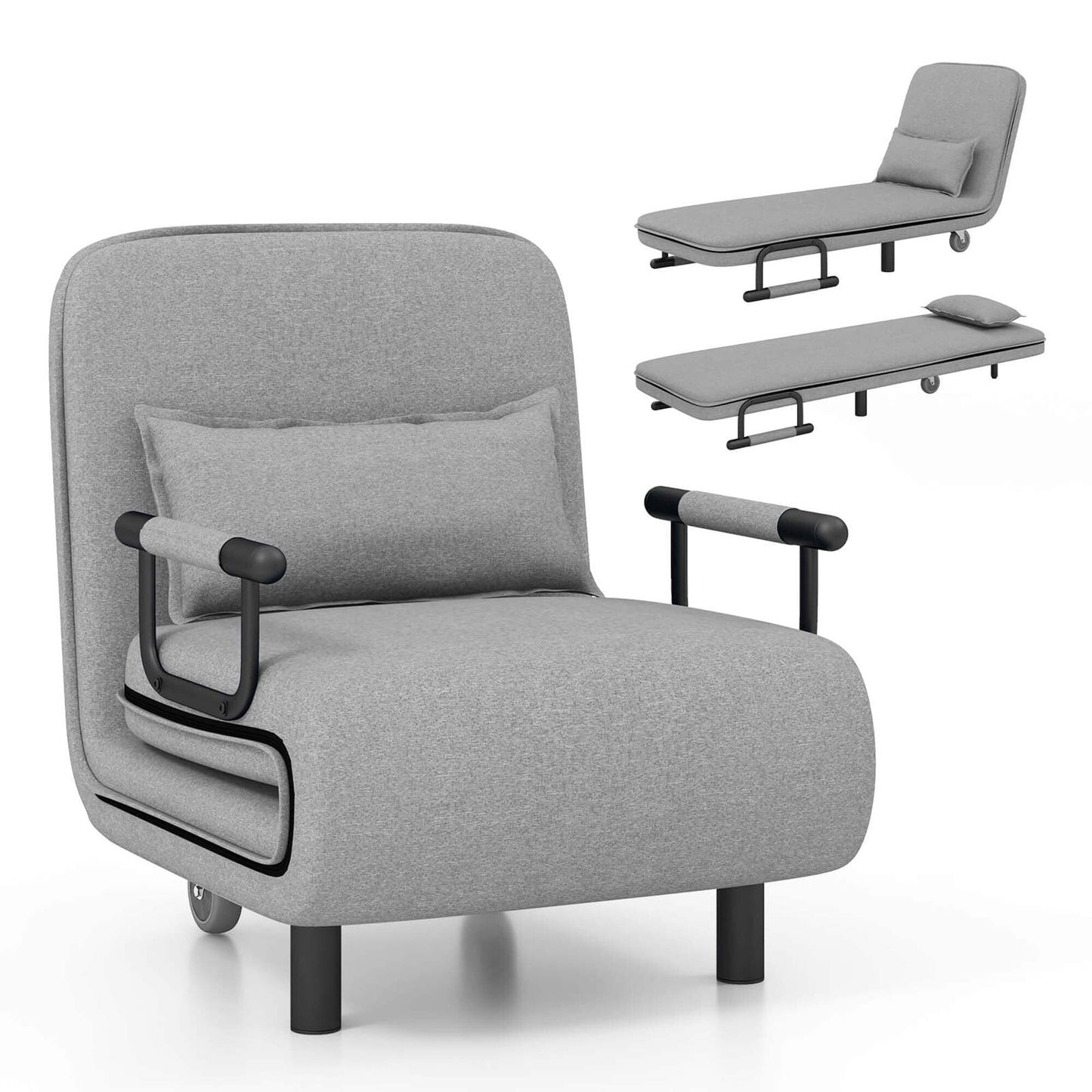 Fauteuil convertible pliant avec dossier réglable