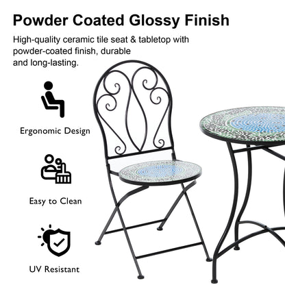 Ensemble de bistrot pliant d'extérieur en métal Glitzhome 3 pièces avec table et chaises