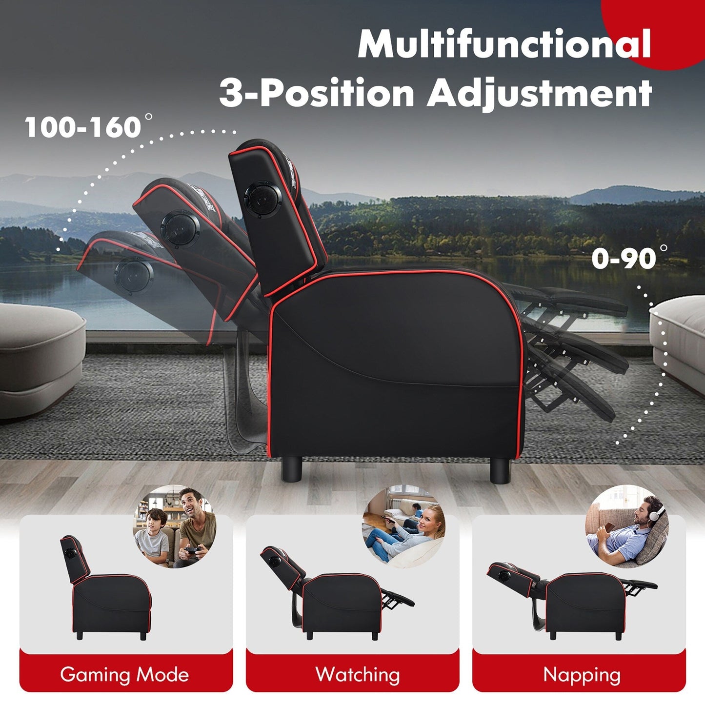 Fauteuil de massage inclinable Gymax en cuir synthétique