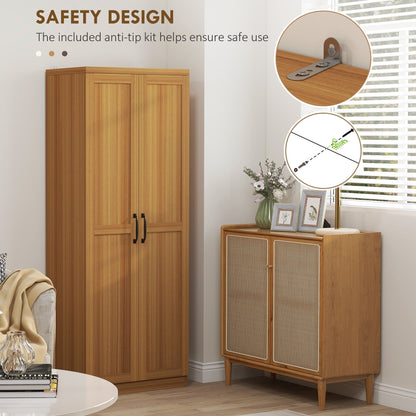 HOMCOM 63 Garde-manger de cuisine 2 portes, meuble de rangement indépendant avec étagères à 5 niveaux et 2 étagères réglables pour salle à manger