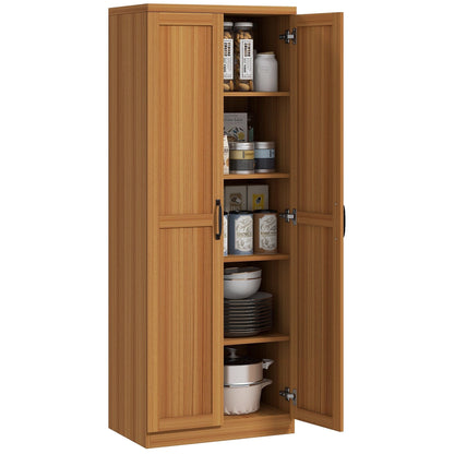 HOMCOM 63 Garde-manger de cuisine 2 portes, meuble de rangement indépendant avec étagères à 5 niveaux et 2 étagères réglables pour salle à manger