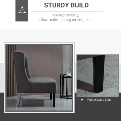 Canapé double capitonné sans accoudoirs en tissu lin HOMCOM avec pieds en bois - 28,75 x 43,25 x 36,5 cm