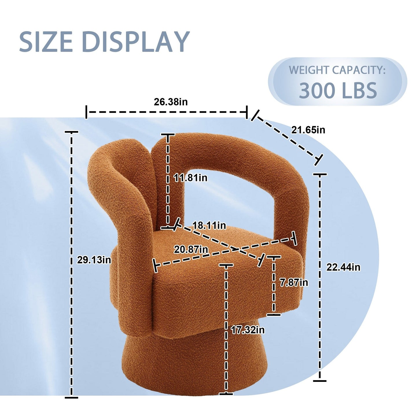 Fauteuils d'appoint pivotants à 360 degrés rembourrés Boucle de HOMEFUN