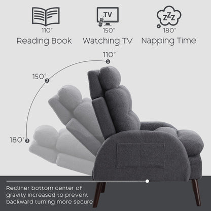 Fauteuil d'appoint HOMYKA avec dossier réglable et pouf de rangement