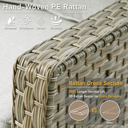 Ensemble de 2 chaises de patio d'extérieur en rotin et osier à dossier haut HOOOWOOO