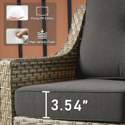 Ensemble de 2 chaises de patio d'extérieur en rotin et osier à dossier haut HOOOWOOO