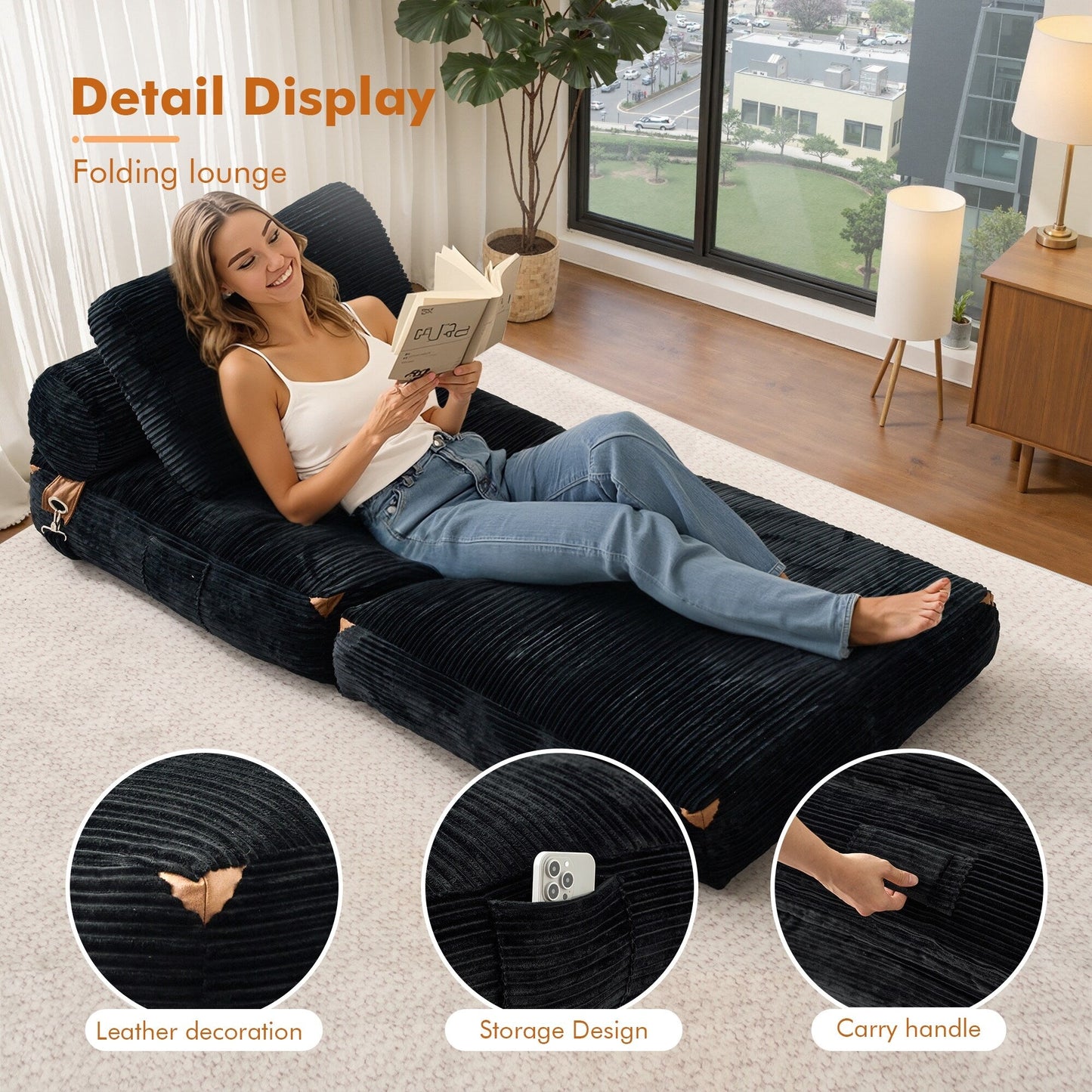 Canapé pliant moderne en velours côtelé HOOOWOOO