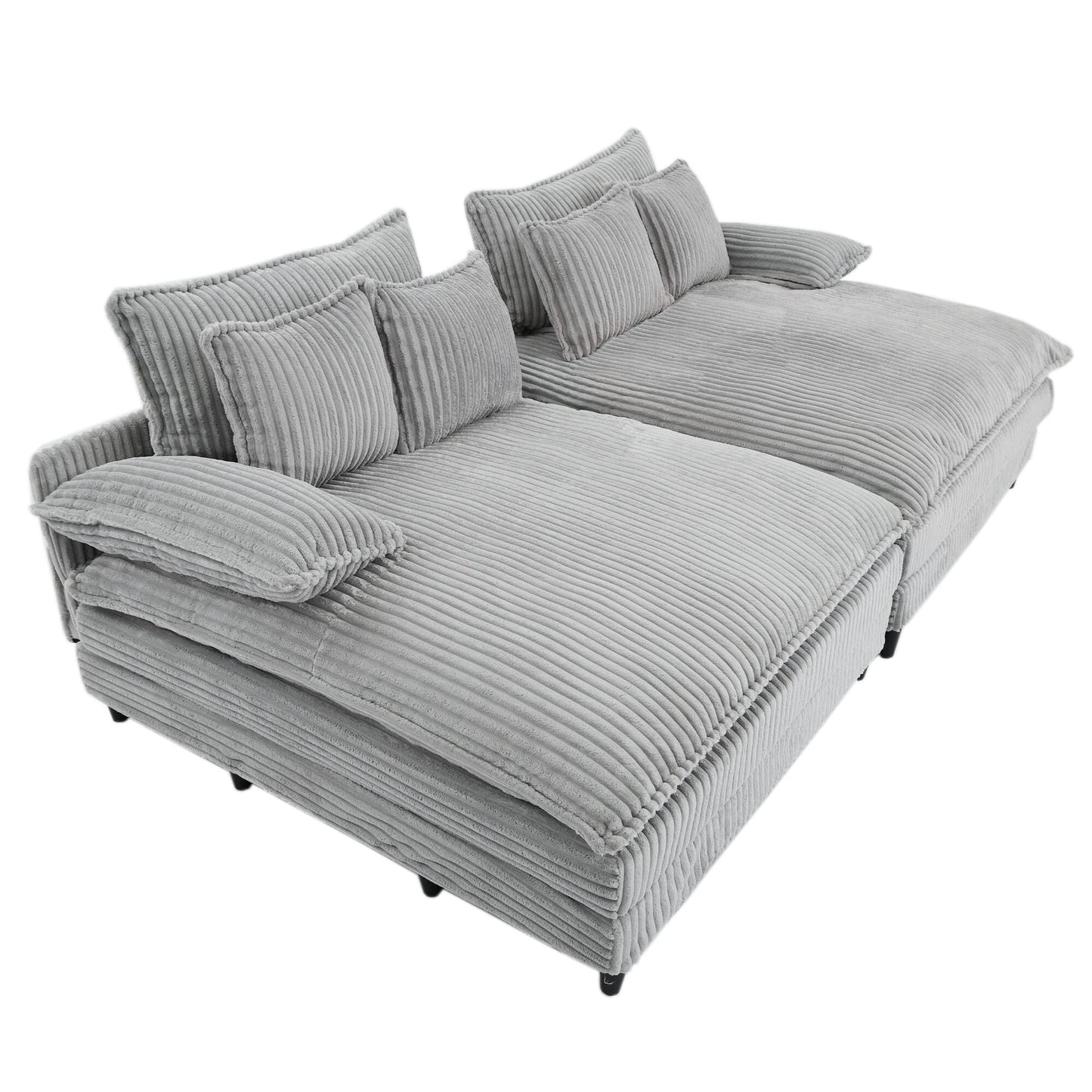 Canapé-lit Harmonia 109 W surdimensionné en velours côtelé, siège profond, double chaise longue avec 4 oreillers
