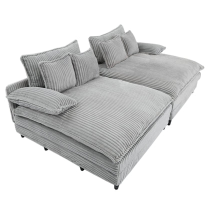 Canapé-lit Harmonia 109 W surdimensionné en velours côtelé, siège profond, double chaise longue avec 4 oreillers