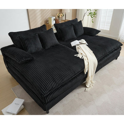 Canapé-lit Harmonia 109 W surdimensionné en velours côtelé, siège profond, double chaise longue avec 4 oreillers